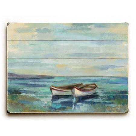 ONE BELLA CASA One Bella Casa 0004-8183-20 18 x 24 in. Boats at the Beach Planked Wood Wall Decor by Silvia Vassileva 0004-8183-20